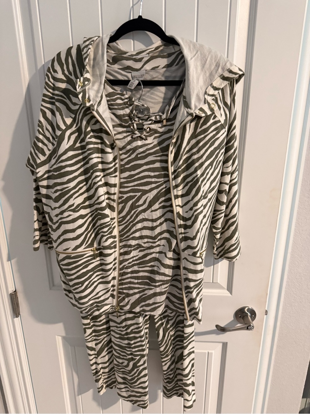 Chico’s Weekends Zebra Print 3-Piece Lounge Set Size 3 (XXL/18-20)
